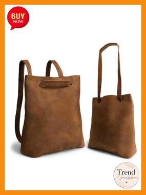 Convertible Leather Backpack Crossbody Handbag Women Handmade Full Grain